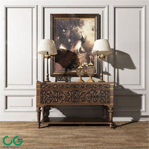 European style solid wood end view cabinet 3D model